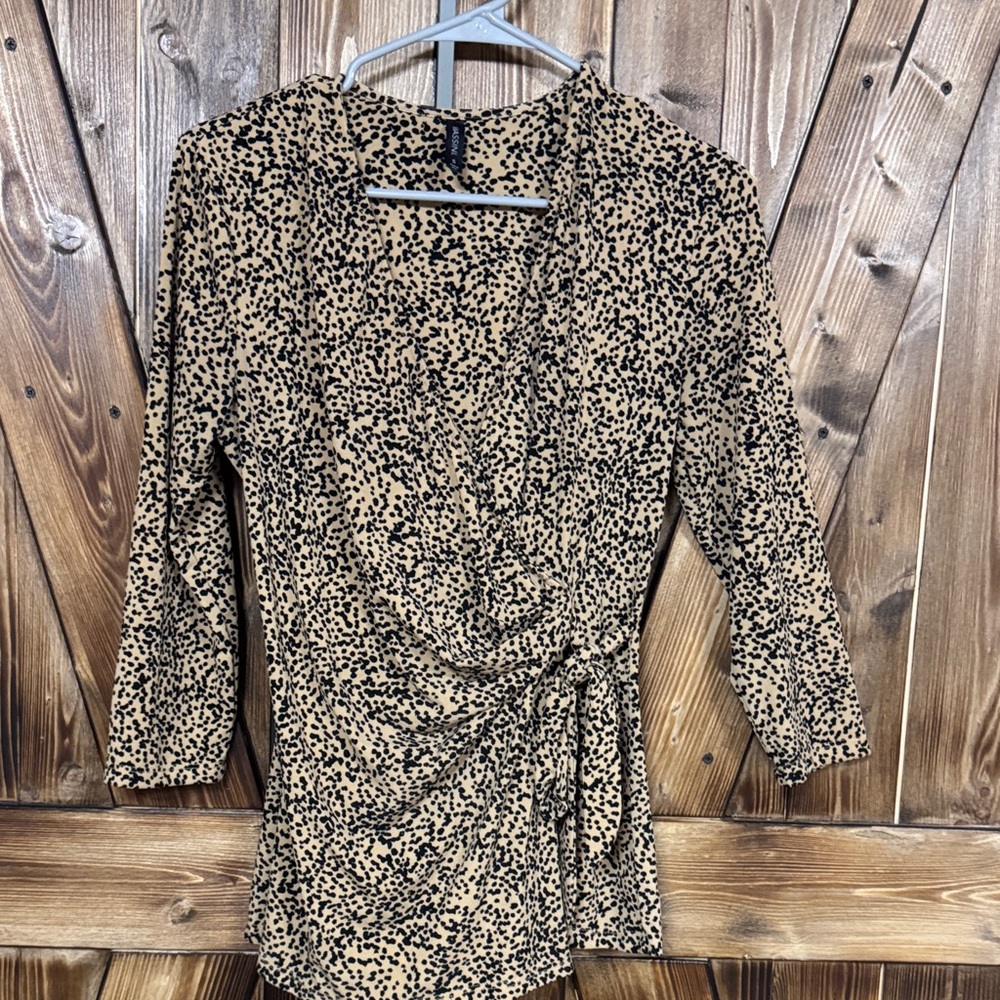 Massini Tan and Black Wrap Top